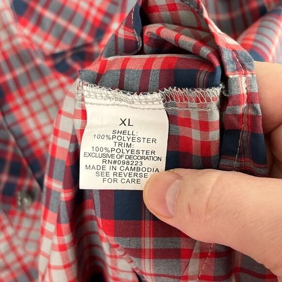 Magellan Shirt Mens Extra Large Red Plaid Loose Wicking Short Sleeve Vented - Picture 4 of 7